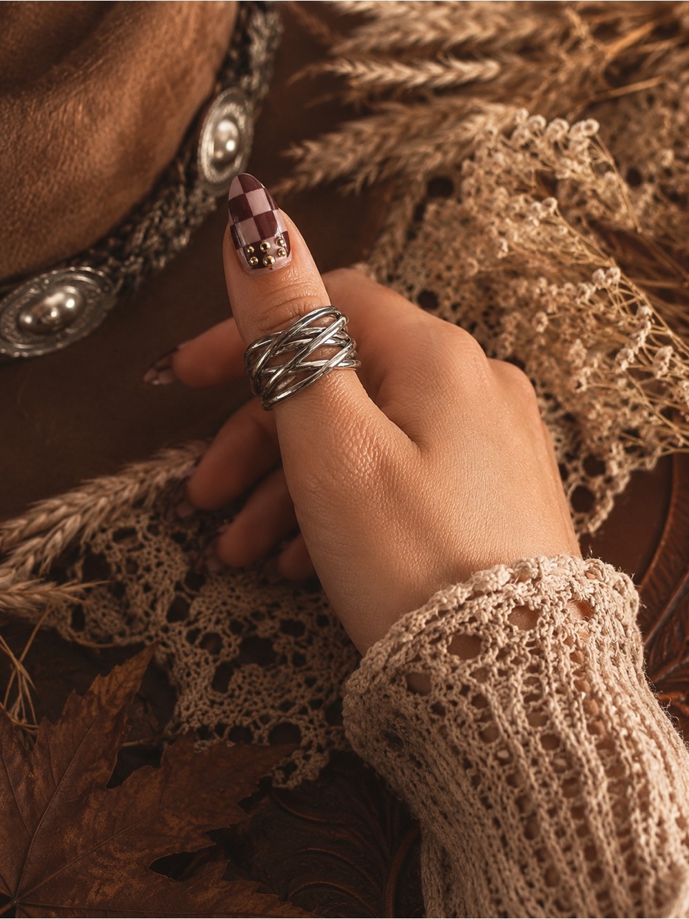 NWOT Nordstrom Rack Interlocking Stacked Woven Cocktail Accent Ring